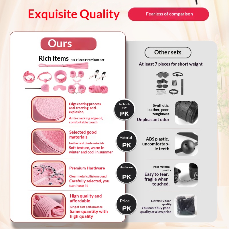 Eros Lab SM Props 8-Piece Bondage Handcuffs Whip Adult Couple Foreplay Set Sex Toys_voghion.com