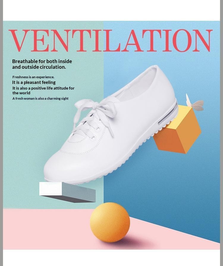 ShoeGlobe Damen-Schnürschuhe mit flacher Sohle, Größe L (41/42), vielseitig, bequem, aus weichem Leder, weiß, ideal für Schülerinnen, Krankenschwestern und Berufstätige._voghion.com