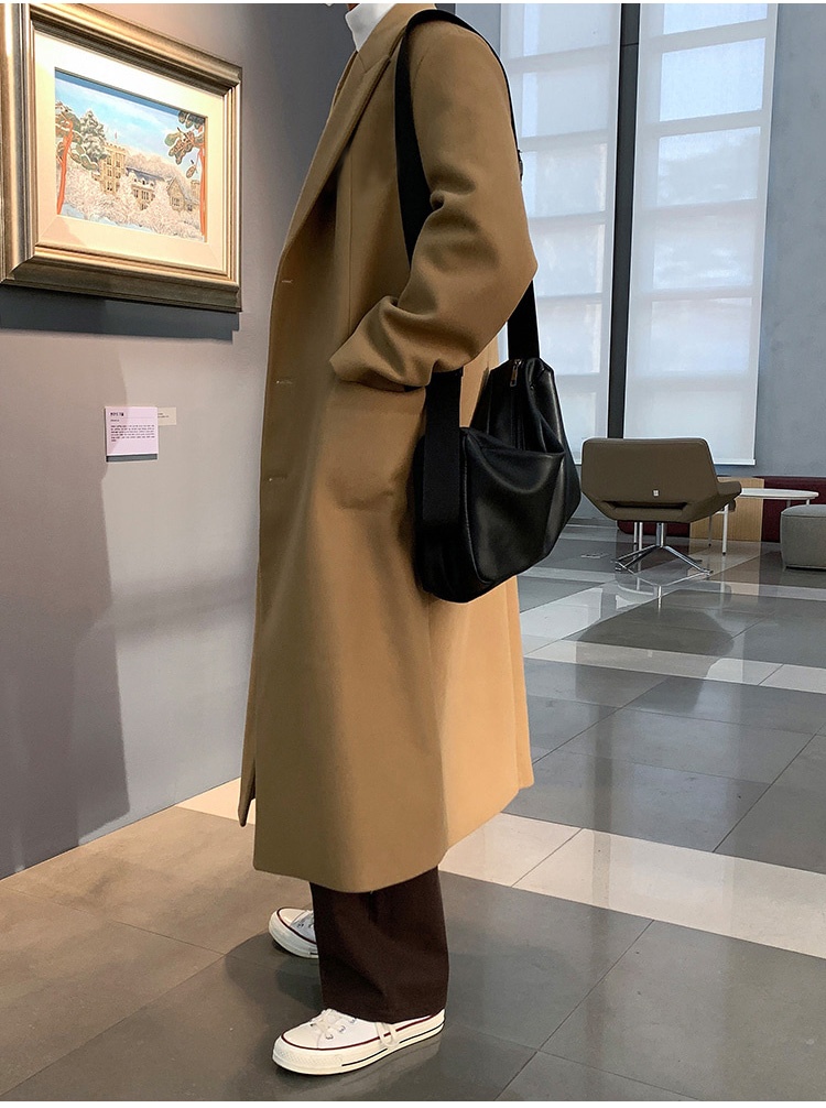 Boy Boy Nieuwe jas voor heren, halflange overknee kasjmier dubbelzijdige wollen trenchcoat, winter Koreaanse stijl_voghion.com