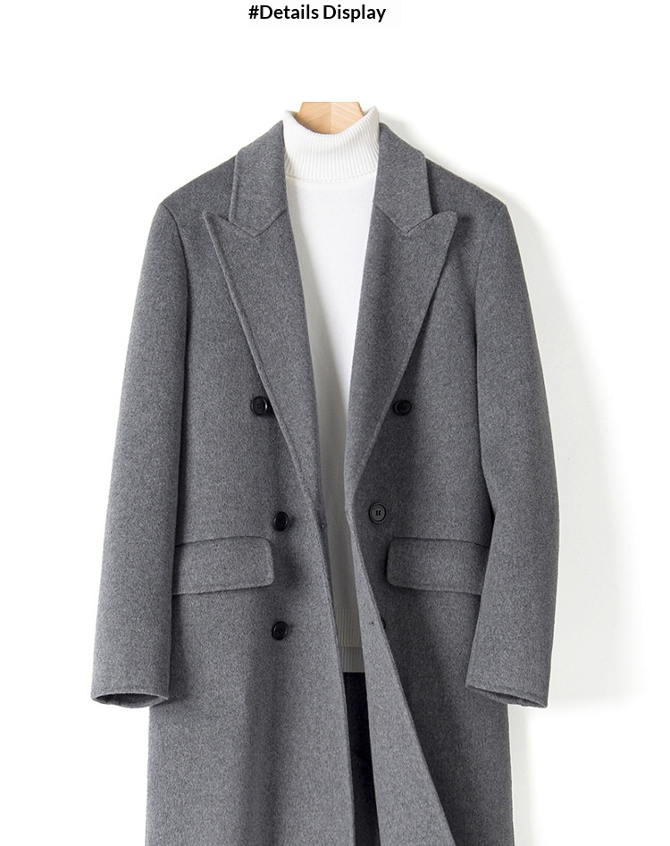 Manteau d'hiver pour garçon, 100 % laine, longueur genou, style coréen, double face, en cachemire épais, style décontracté._voghion.com