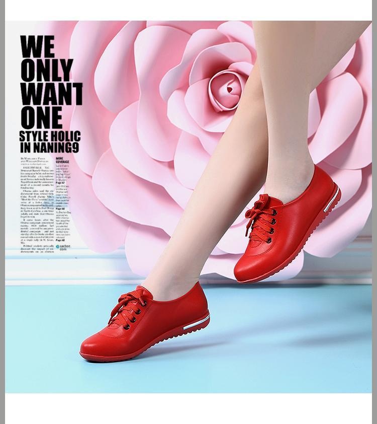 ShoeGlobe Damen-Schnürschuhe mit flacher Sohle, Größe L (41/42), vielseitig, bequem, aus weichem Leder, weiß, ideal für Schülerinnen, Krankenschwestern und Berufstätige._voghion.com