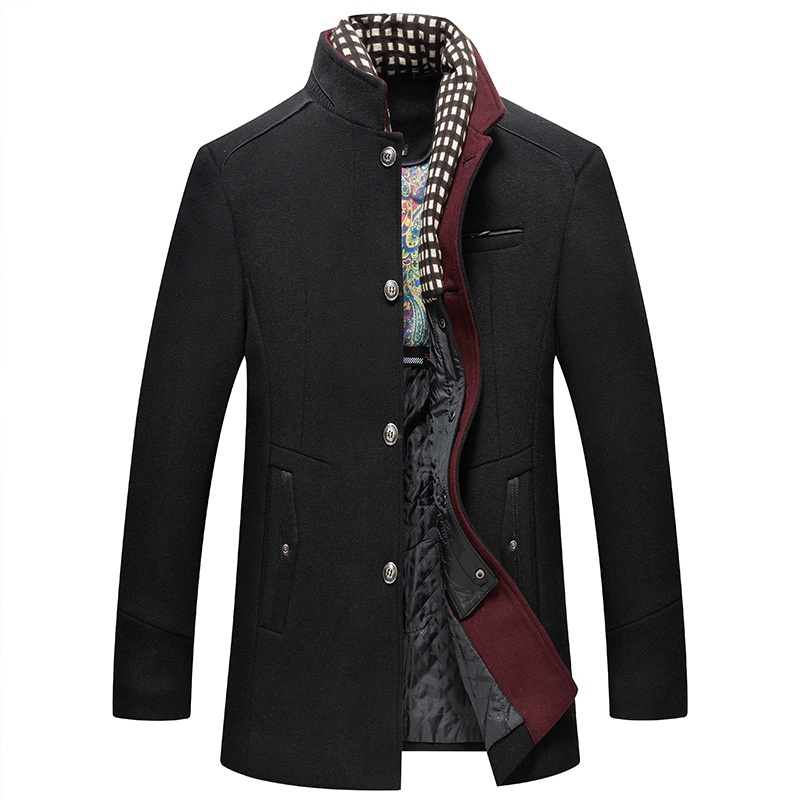 boy Boy Autumn Winter European Size Business Fashion Scarf Non-Iron Coat Men's Cross-Border Wool Jacket_voghion.com