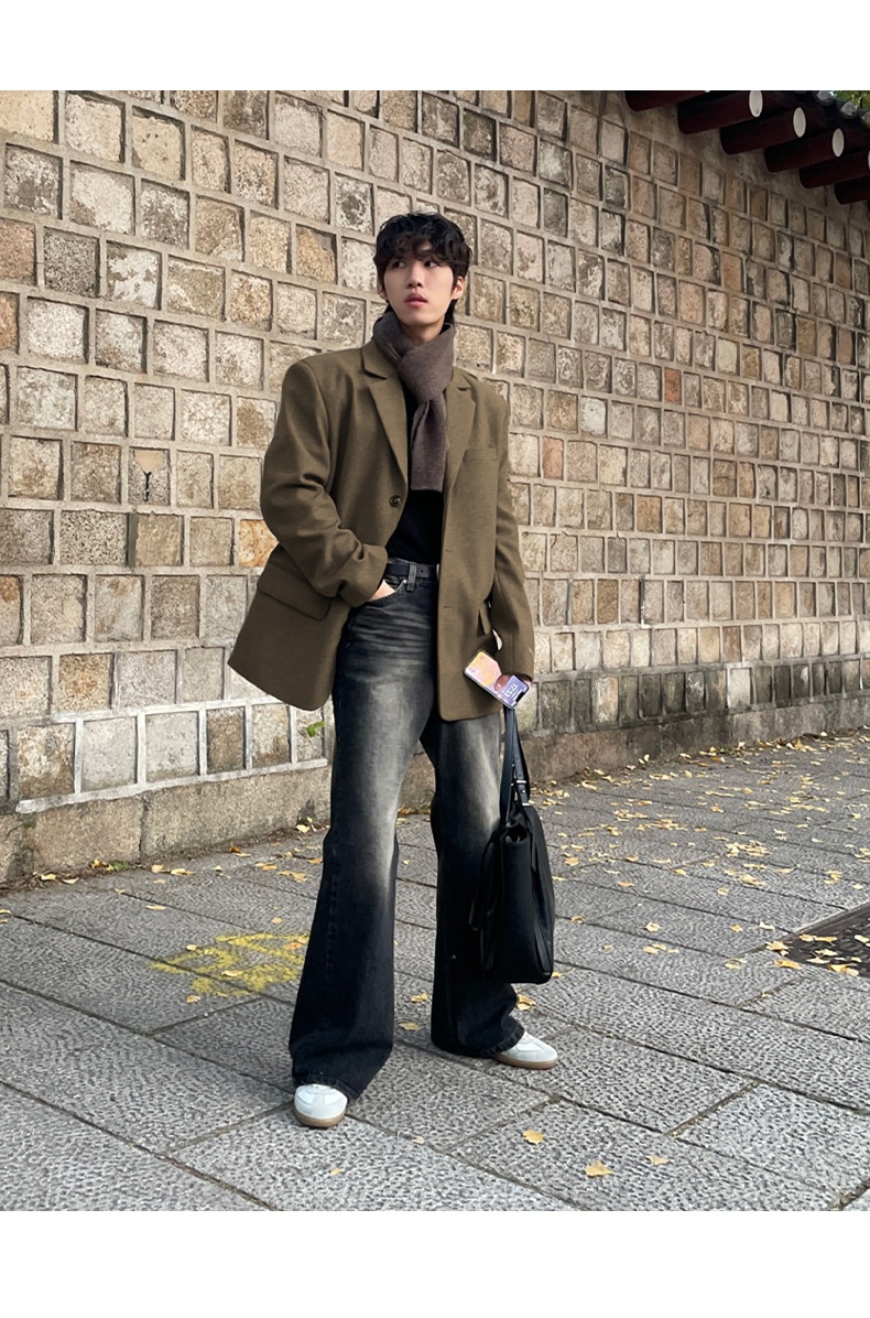 boy Boy ASCLO Korean Version Autumn Winter New Men's Short Old Money Style Trendy Handsome Versatile Suit Wool Coat_voghion.com