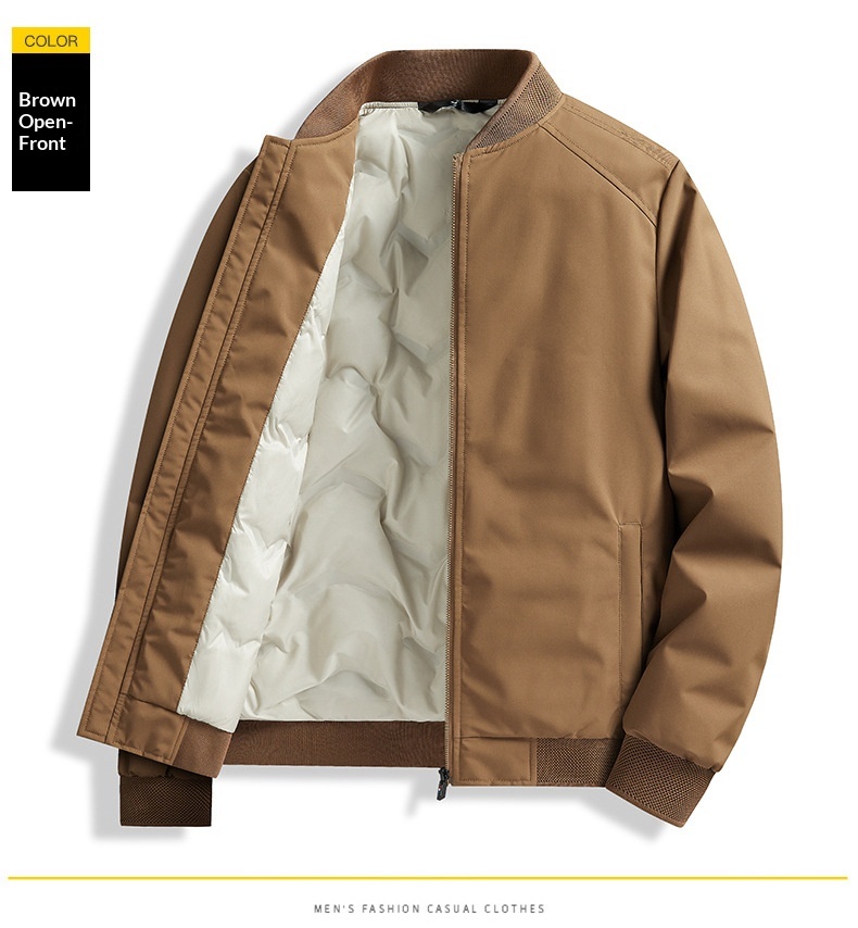 boy Cross-Border Baseball Collar Jacket Men's Winter Warmth Cold Protection 50% White Duck Down High-End Casual Coat Men_voghion.com