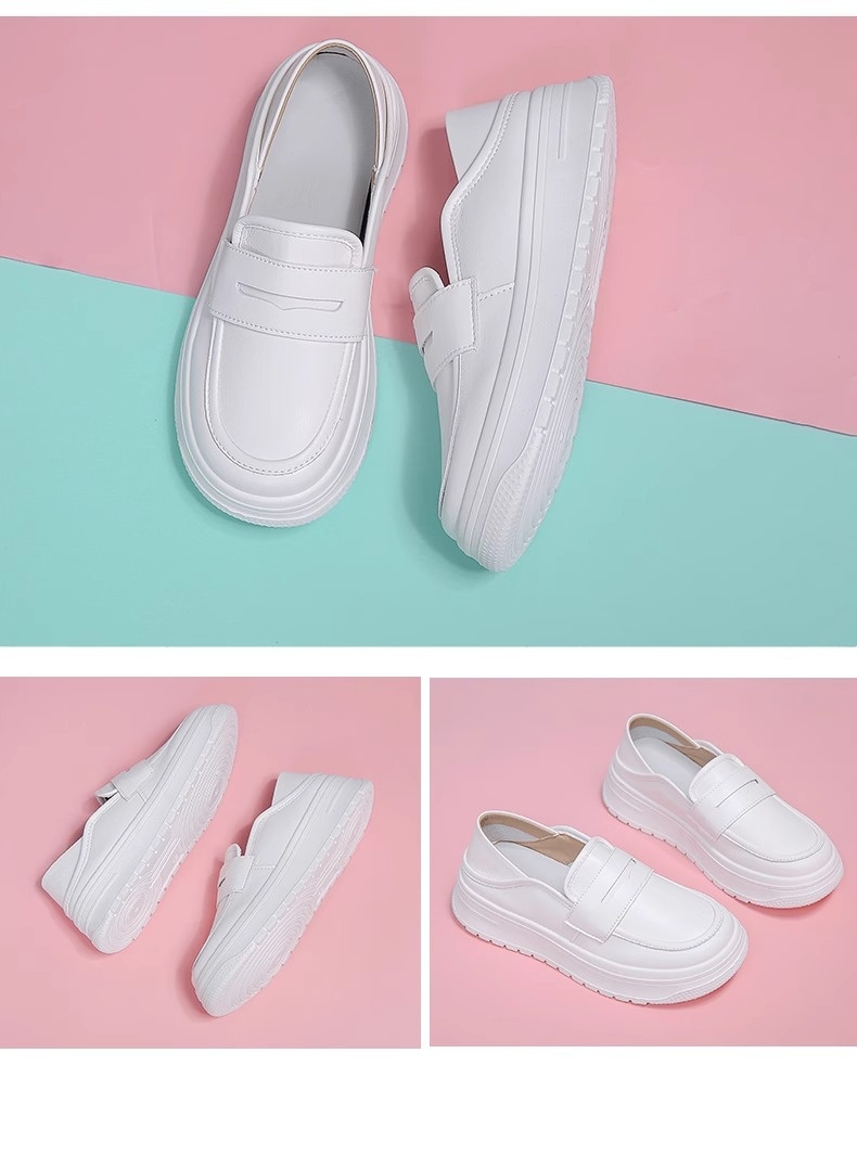 ShoeGlobe ShoeGlobe Dicke Sohle, atmungsaktiv, Sommer 2025, weiche Sohle, lässig, vielseitig, rutschfest, einzelner medizinischer Schuh, weiß, Damen, mittelhoher Absatz_voghion.com