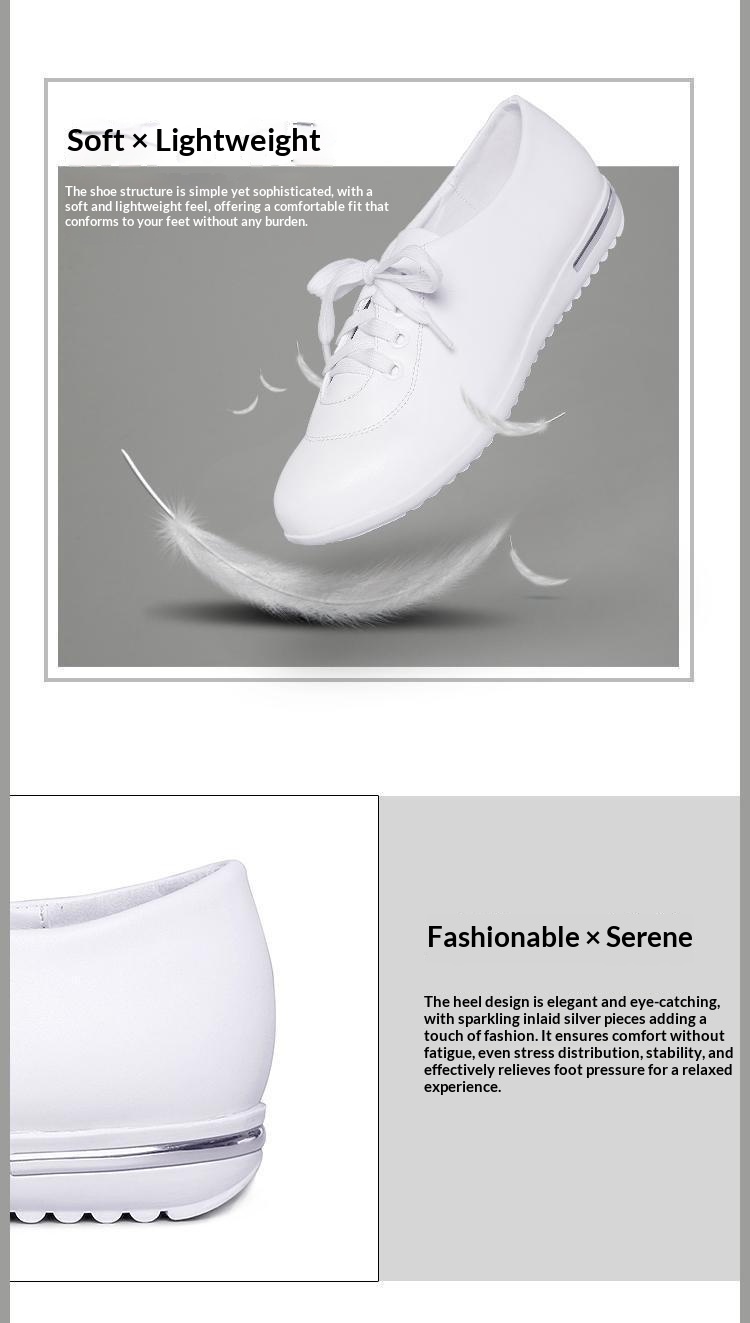 ShoeGlobe Damen-Schnürschuhe mit flacher Sohle, Größe L (41/42), vielseitig, bequem, aus weichem Leder, weiß, ideal für Schülerinnen, Krankenschwestern und Berufstätige._voghion.com