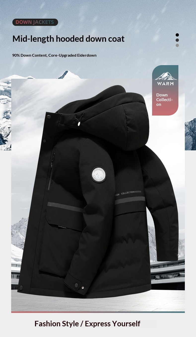 Erkek Çocuk National Standard Kaz Tüyü Mont Kış Yeni Orta Boy Kapüşonlu Kalınlaştırılmış Soğuğa Dayanıklı Sıcak Dış Mekan Erkek Kaz Tüyü Mont_voghion.com