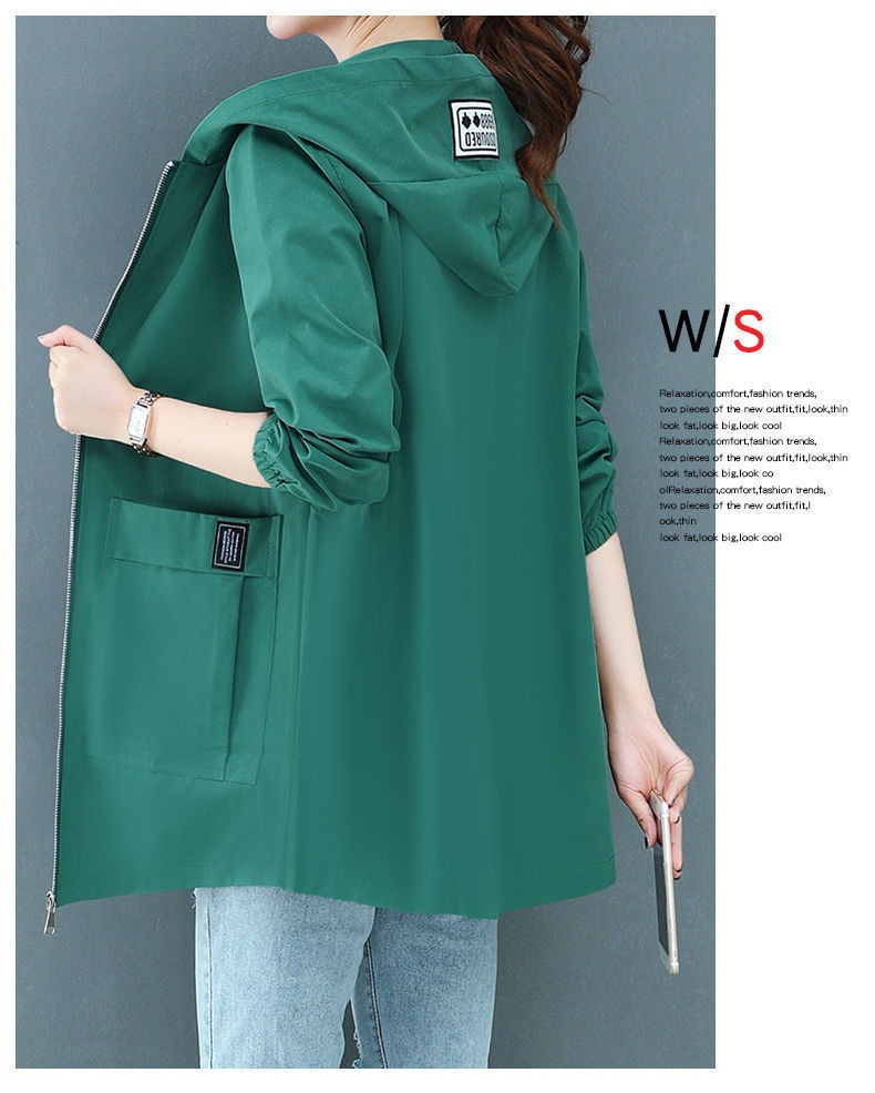 Women's Clothing Plus Size Women's Hooded Mid-Length 40-150kg Loose Korean Style Slimming Trench Coat For Autumn_voghion.com