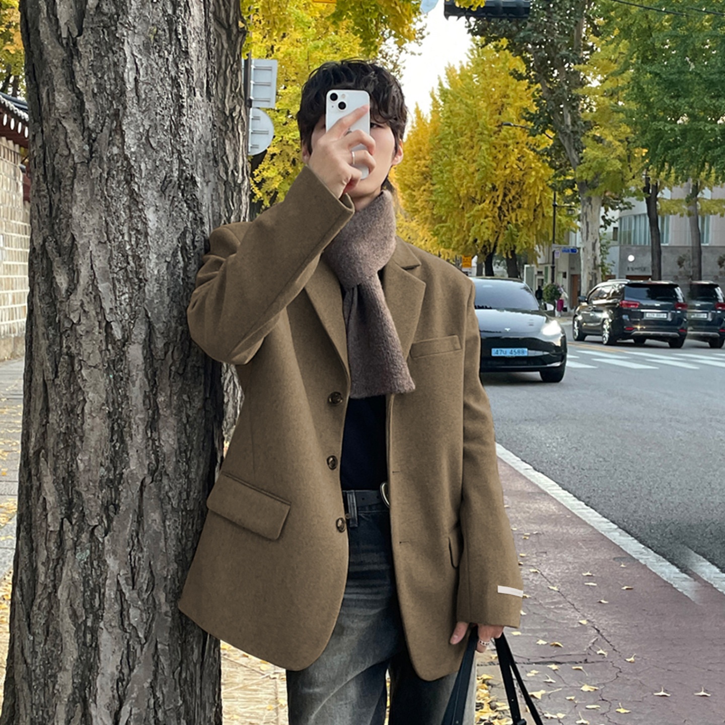 boy Boy ASCLO Korean Version Autumn Winter New Men's Short Old Money Style Trendy Handsome Versatile Suit Wool Coat_voghion.com
