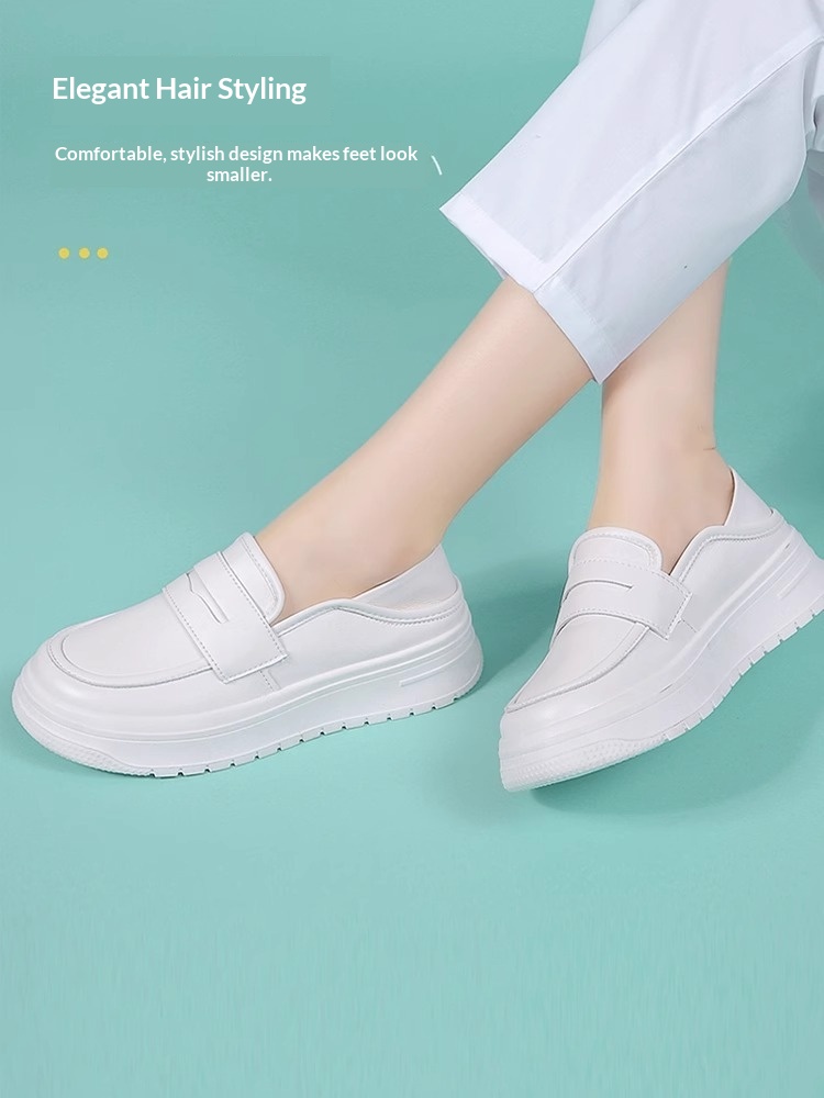 ShoeGlobe ShoeGlobe Dicke Sohle, atmungsaktiv, Sommer 2025, weiche Sohle, lässig, vielseitig, rutschfest, einzelner medizinischer Schuh, weiß, Damen, mittelhoher Absatz_voghion.com