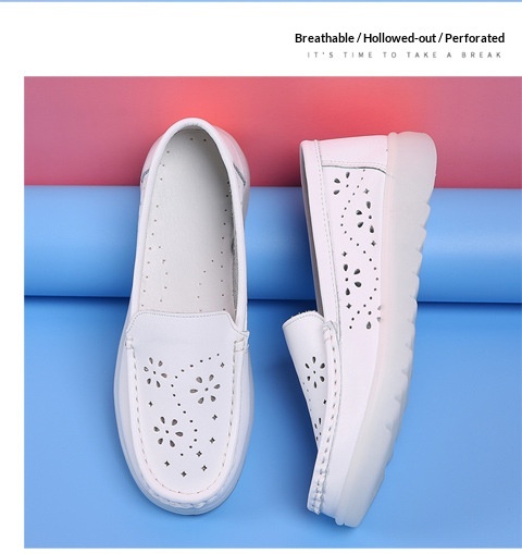 ShoeGlobe Damen-Krankenschwesterschuhe im neuen Stil, weiche Sohle, atmungsaktiv, bequem, rutschfest, medizinische Schuhe, flach, hohl, weiße Sommerschuhe für_voghion.com