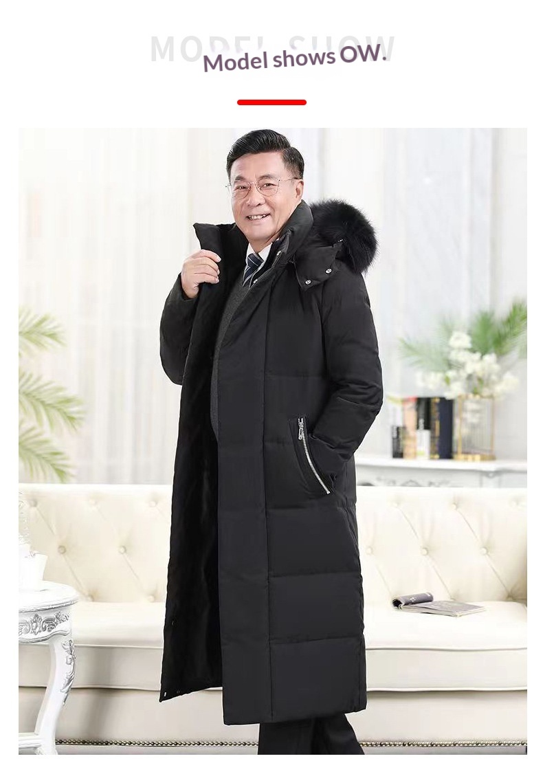 Cross-Border Dad Daunenjacke für Jungen, dick gefüttert, lang, knielang, für Herren mittleren Alters und Senioren, warme und trendige Winterbekleidung_voghion.com