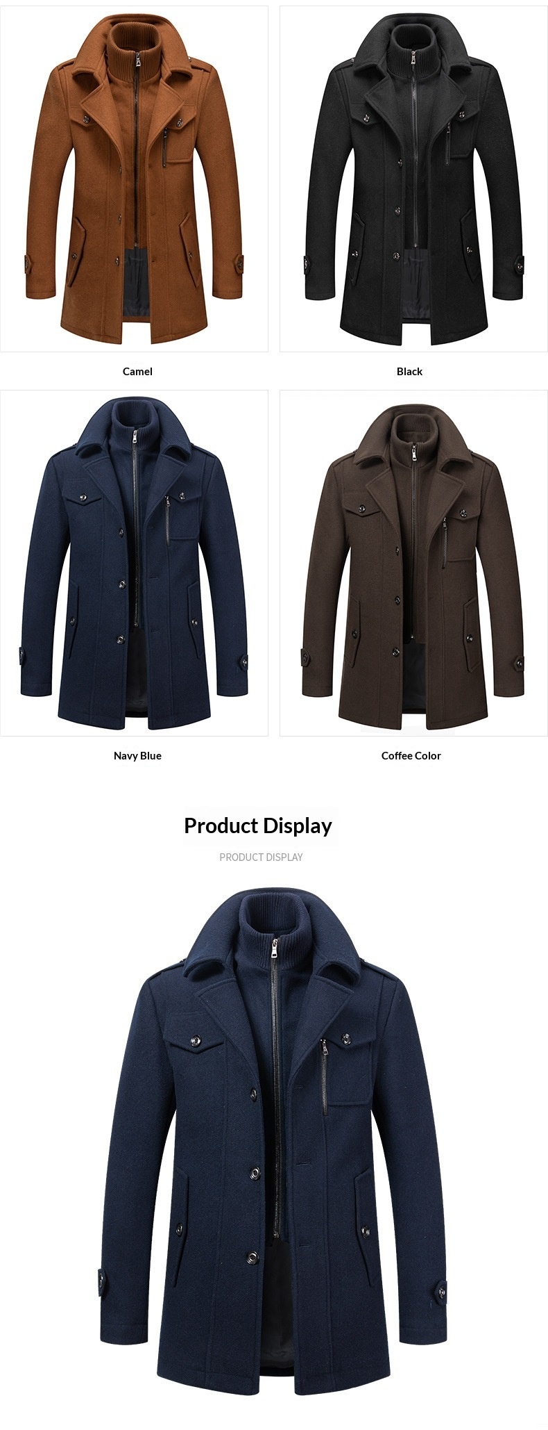 boy Boy Autumn Winter Business Wool Fashion Double Collar Cold-Resistant Men's Jacket Cross-Border Woolen Coat_voghion.com