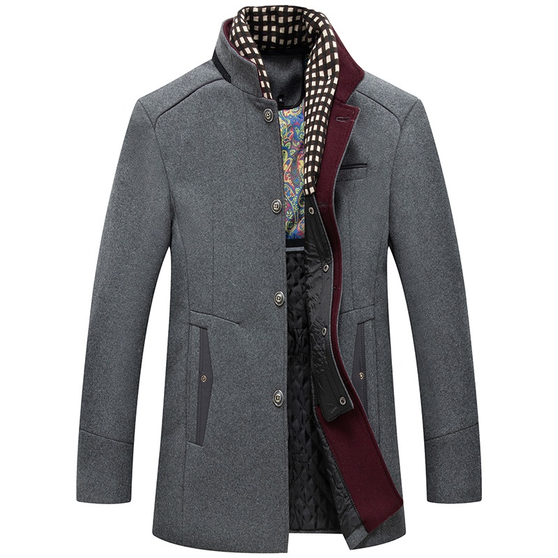 boy Boy Autumn Winter European Size Business Fashion Scarf Non-Iron Coat Men's Cross-Border Wool Jacket_voghion.com