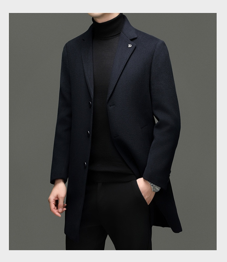 Boy Brand mittellanger Wollmantel aus reiner Wolle, Herren-Winterjacke mit herausnehmbarem Daunenfutter und Kragen_voghion.com