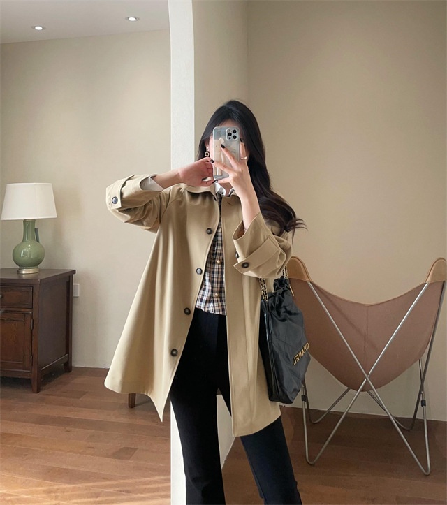 Women's Same Style!British Style Spring Women's Mid-Length Wool For Petite Women Trench Coat_voghion.com