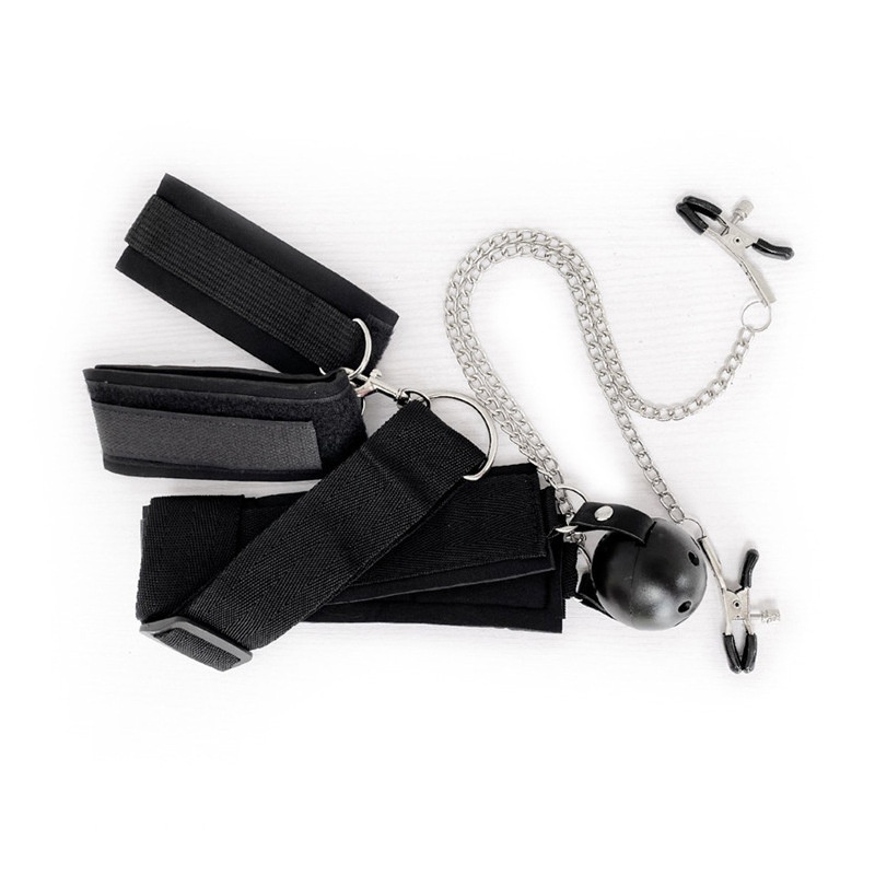 Morsetti per capezzoli SM Eros Lab Collare per collo all'indietro Bavaglio a sfera per bocca Giocattoli sessuali Manette Prodotti per adulti Attrezzi per l'addestramento_voghion.com