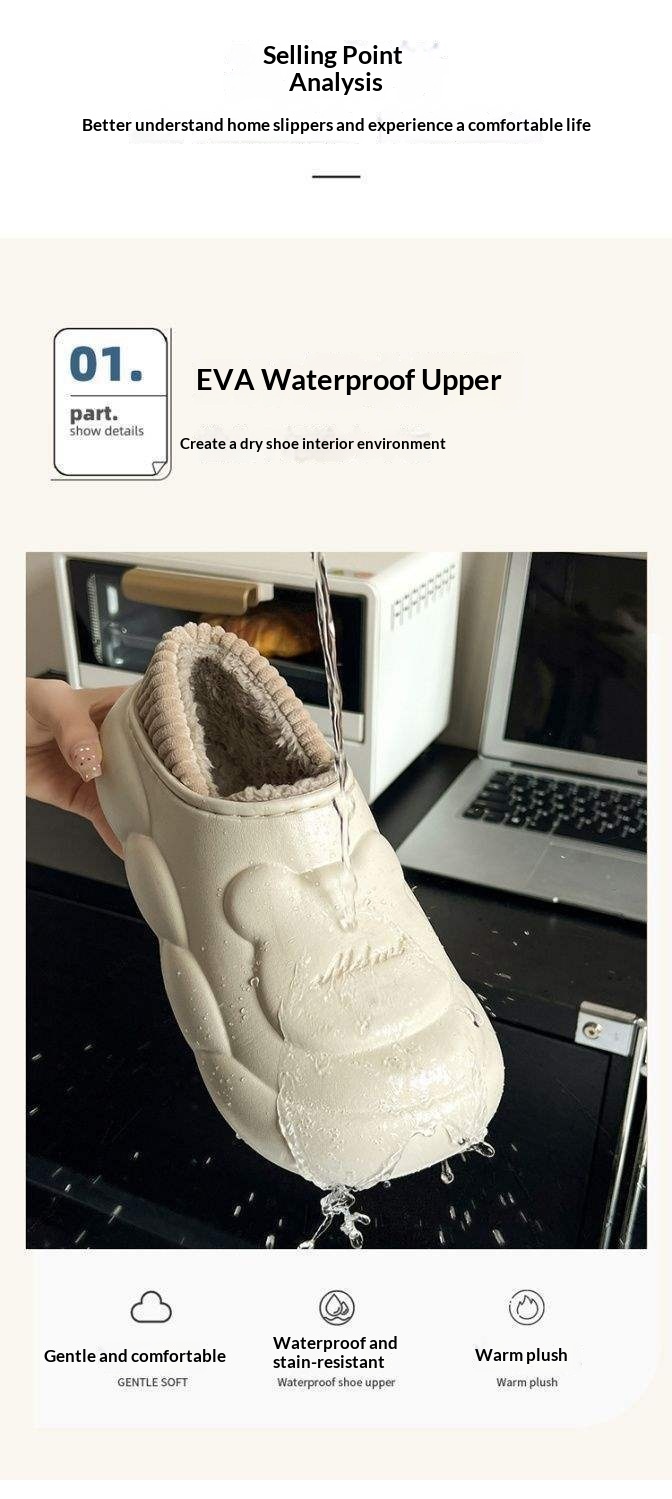 ShoeGlobe ShoeGlobe Waterproof Slippers Winter 2025 New Fleece-Lined Warm Non-Slip Nurse Cotton Shoes For Women_voghion.com