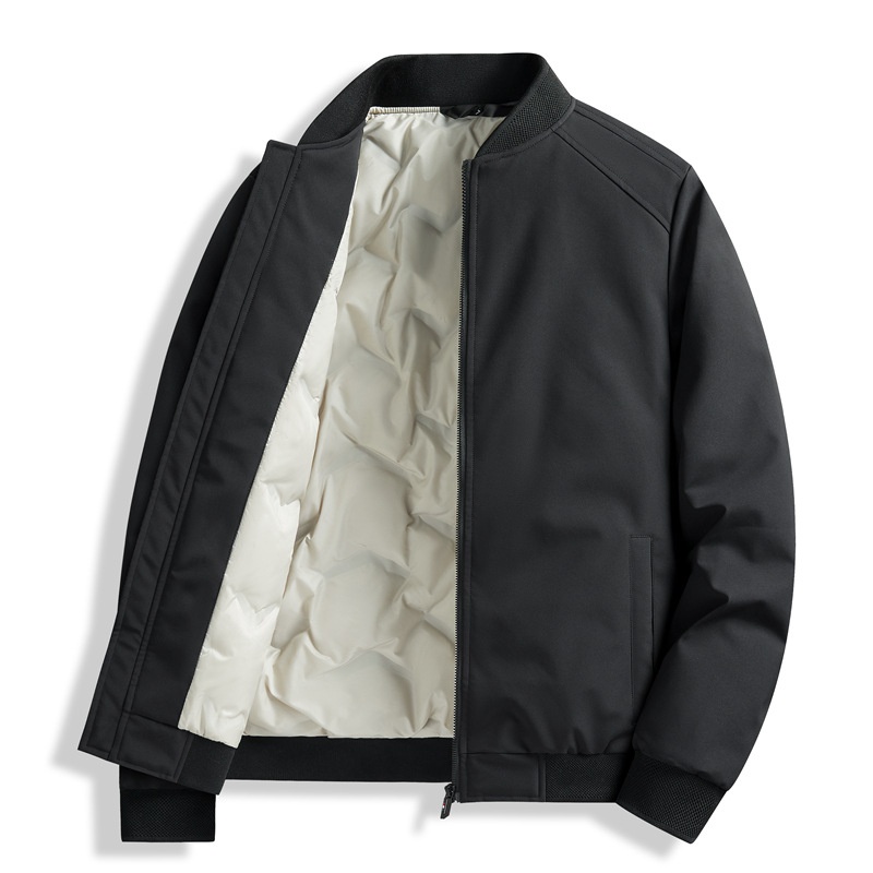 boy Cross-Border Baseball Collar Jacket Men's Winter Warmth Cold Protection 50% White Duck Down High-End Casual Coat Men_voghion.com