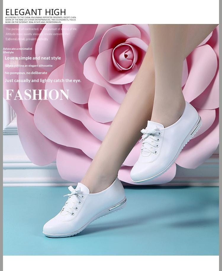 ShoeGlobe Damen-Schnürschuhe mit flacher Sohle, Größe L (41/42), vielseitig, bequem, aus weichem Leder, weiß, ideal für Schülerinnen, Krankenschwestern und Berufstätige._voghion.com