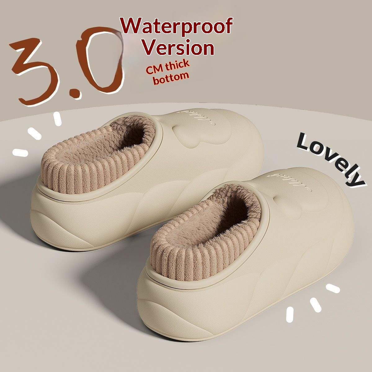 ShoeGlobe ShoeGlobe Waterproof Slippers Winter 2025 New Fleece-Lined Warm Non-Slip Nurse Cotton Shoes For Women_voghion.com