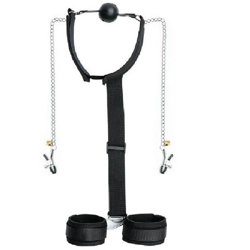 Eros Lab SM Set Sexspielzeug für Paare im gemeinsamen Bett Hilfsmittel Mundknebel Handschellen Fesselseil_voghion.com