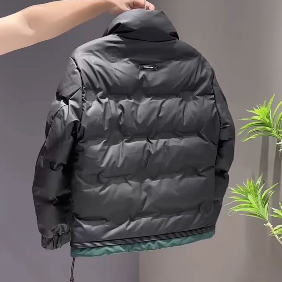 boy Down Jacket Stand Collar Winter New Thickened Color Block Warm Casual Short Coat Men's Trendy National Standard 50_voghion.com