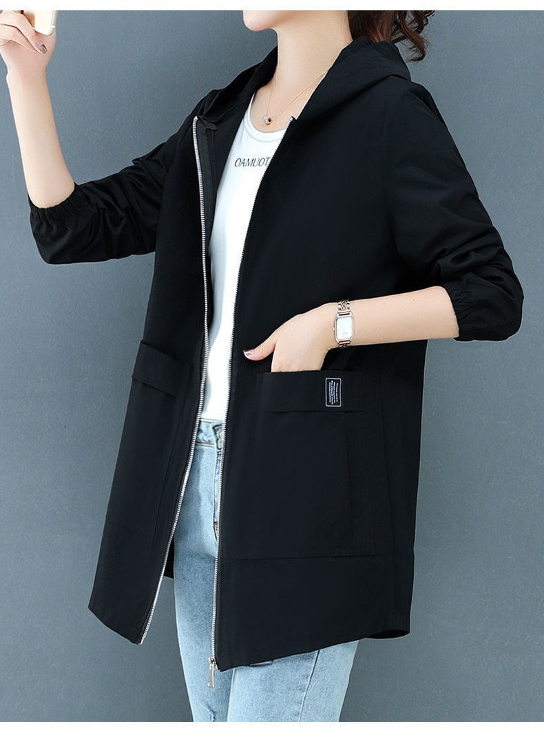 Women's Clothing Plus Size Women's Hooded Mid-Length 40-150kg Loose Korean Style Slimming Trench Coat For Autumn_voghion.com