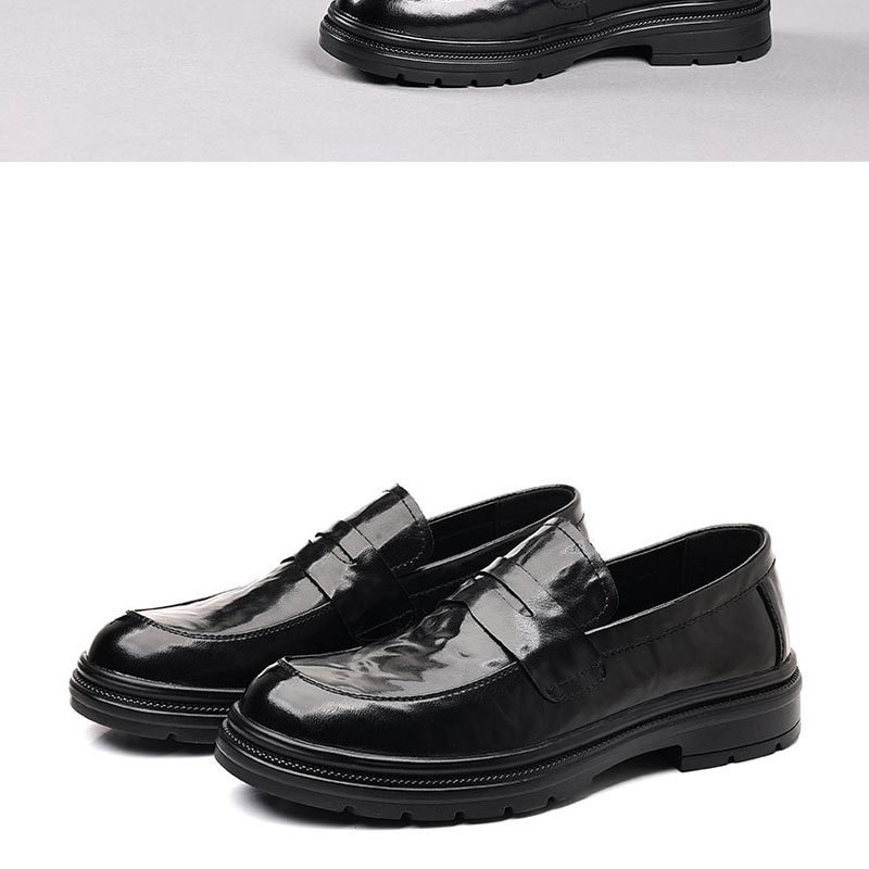 Glide Genuine Leather Men's Casual Soft Sole Shoes Wear-Resistant Versatile Trendy Comfortable Slip-On Loafers_voghion.com