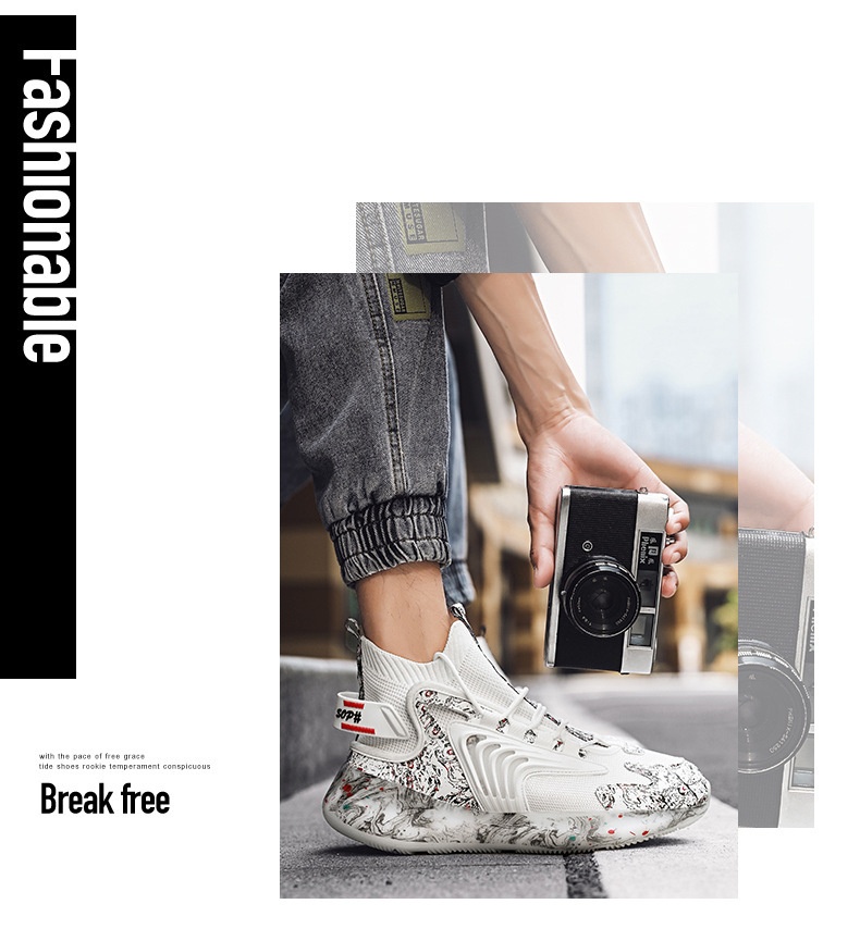Glide Glide 2022 Autumn New Popcorn Sports Casual Breathable Men's Student Mesh Korean Style Trendy Cycling Shoes_voghion.com