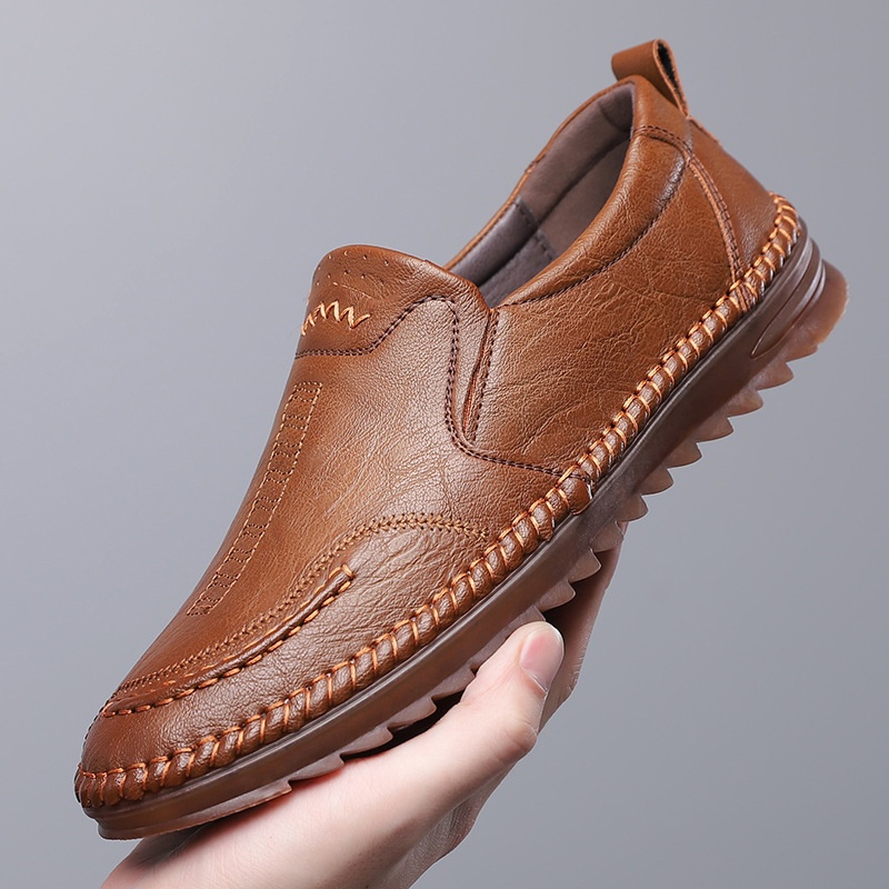 Glide 2025 Spring New Hand-stitched Leather Soft Sole Casual Men's Shoes 6855_voghion.com