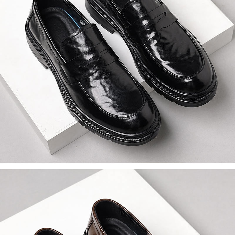 Glide Genuine Leather Men's Casual Soft Sole Shoes Wear-Resistant Versatile Trendy Comfortable Slip-On Loafers_voghion.com