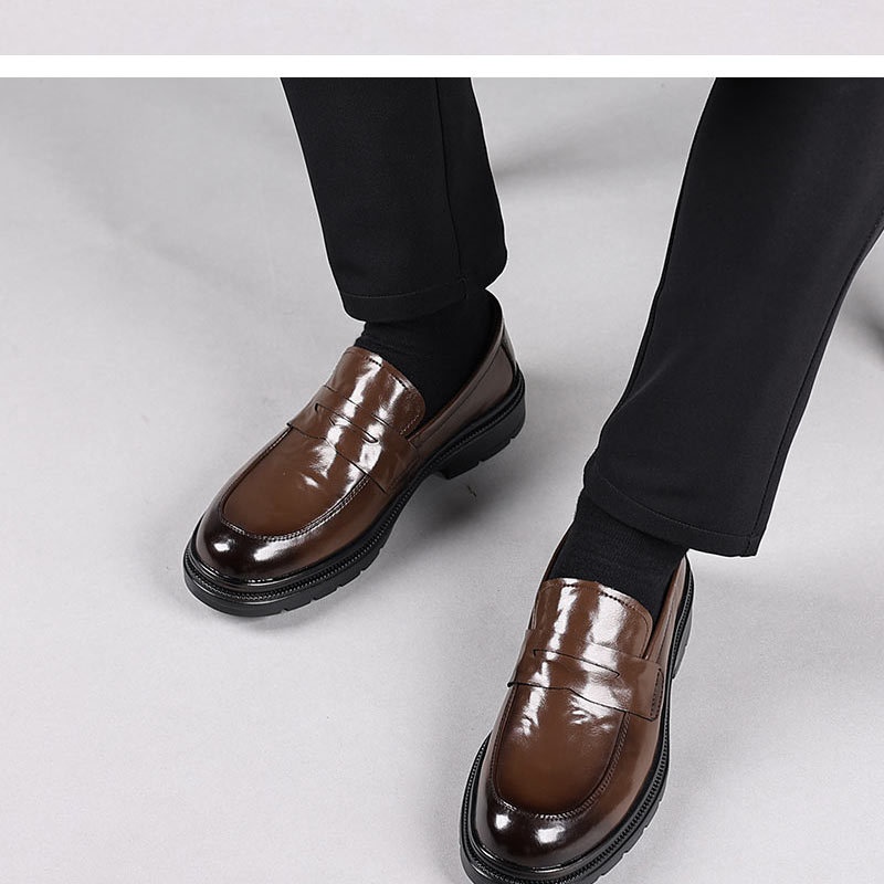 Glide Genuine Leather Men's Casual Soft Sole Shoes Wear-Resistant Versatile Trendy Comfortable Slip-On Loafers_voghion.com