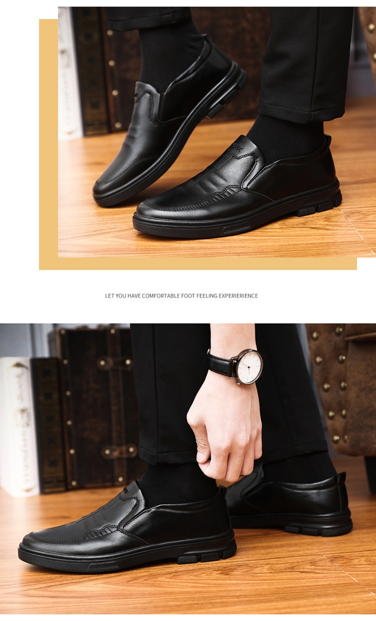 Glide Men's 2023 Autumn New Slip-On Casual Soft Sole Dad Flat Middle-Aged Leather Shoes_voghion.com