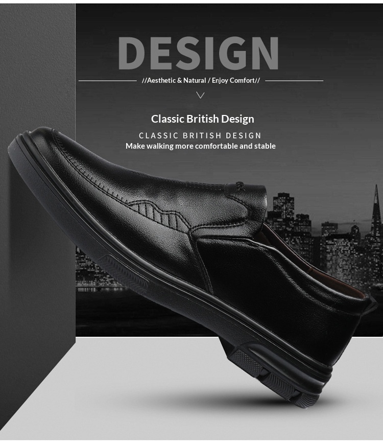 Glide Men's 2023 Autumn New Slip-On Casual Soft Sole Dad Flat Middle-Aged Leather Shoes_voghion.com