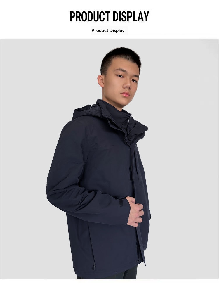 ActiveGo Langjia Same Style Autumn Winter Outdoor Jacket Three-in-One Men's Detachable Two-Piece Windproof Waterproof Coat_voghion.com