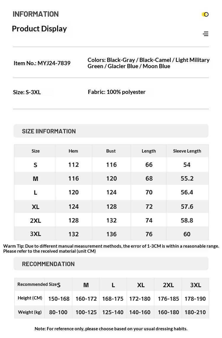 ActiveGo Winter Men's Coat Spring Autumn New Trendy Loose Fit Windbreaker Workwear Mountaineering Pilot Jacket Men_desvips.com