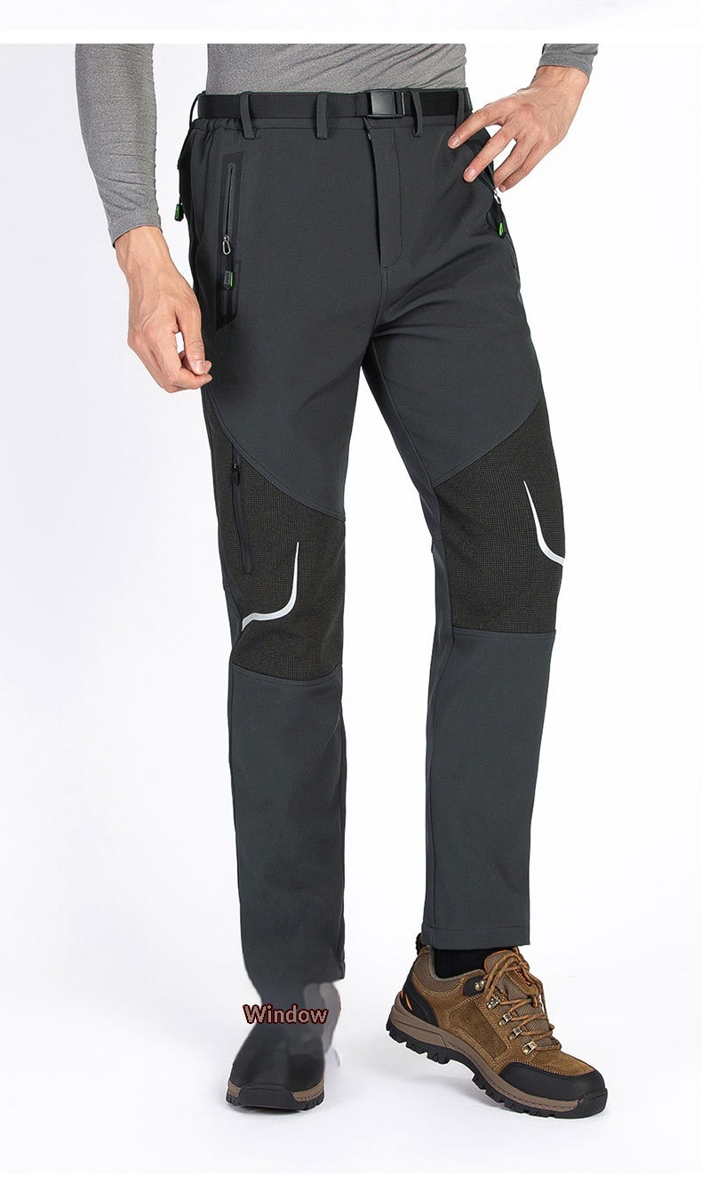 ActiveGo Plus Size Men's Outdoor Fleece Skiing Hiking Autumn Winter Thickened Warm Waterproof Wear-resistant Soft Shell Pants_voghion.com