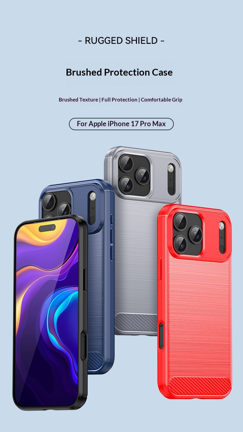 Sınır Ötesi Uyumlu Yeni 17 TPU Fırçalanmış Karbon Fiber Darbeye Dayanıklı 16PM Telefon Kılıfı_voghion.com