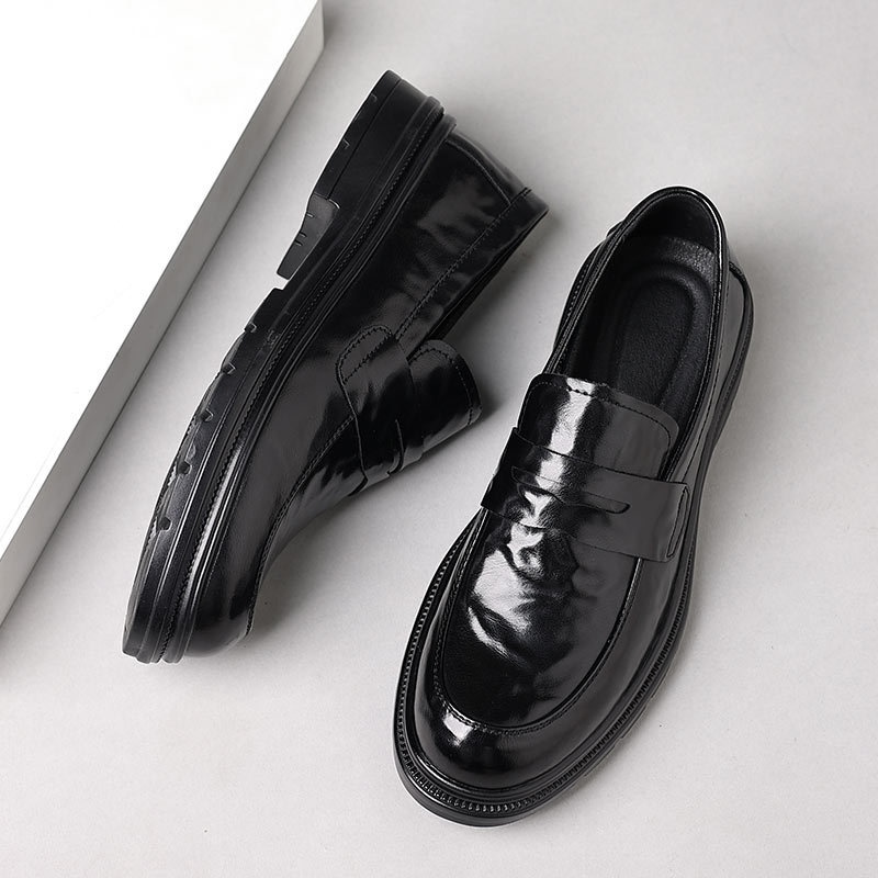 Glide Genuine Leather Men's Casual Soft Sole Shoes Wear-Resistant Versatile Trendy Comfortable Slip-On Loafers_voghion.com