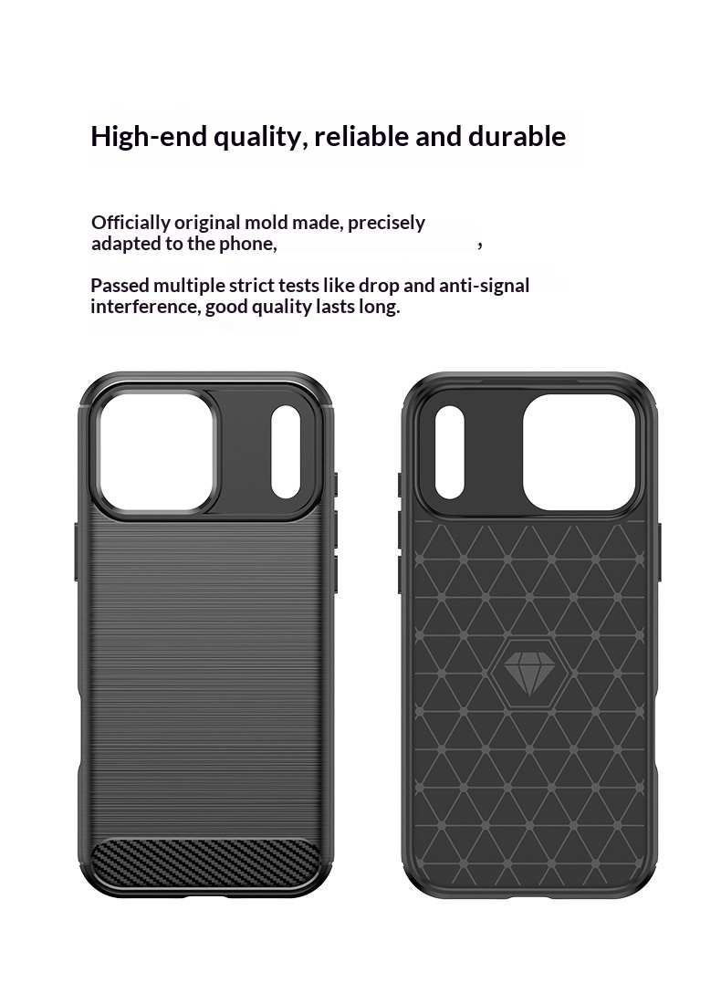 Sınır Ötesi Uyumlu Yeni 17 TPU Fırçalanmış Karbon Fiber Darbeye Dayanıklı 16PM Telefon Kılıfı_voghion.com