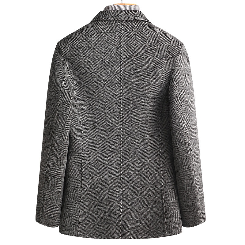 BOY BOY Autumn Winter Handmade Double-Sided Wool Herringbone Pattern Men's Split Non-Iron Small Suit Jacket For Men_voghion.com