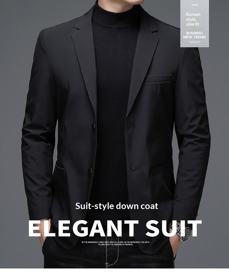 Giacca da uomo calda in piumino d'anatra grigia casual da ragazzo autunno inverno nuovo stile giovanile_voghion.com