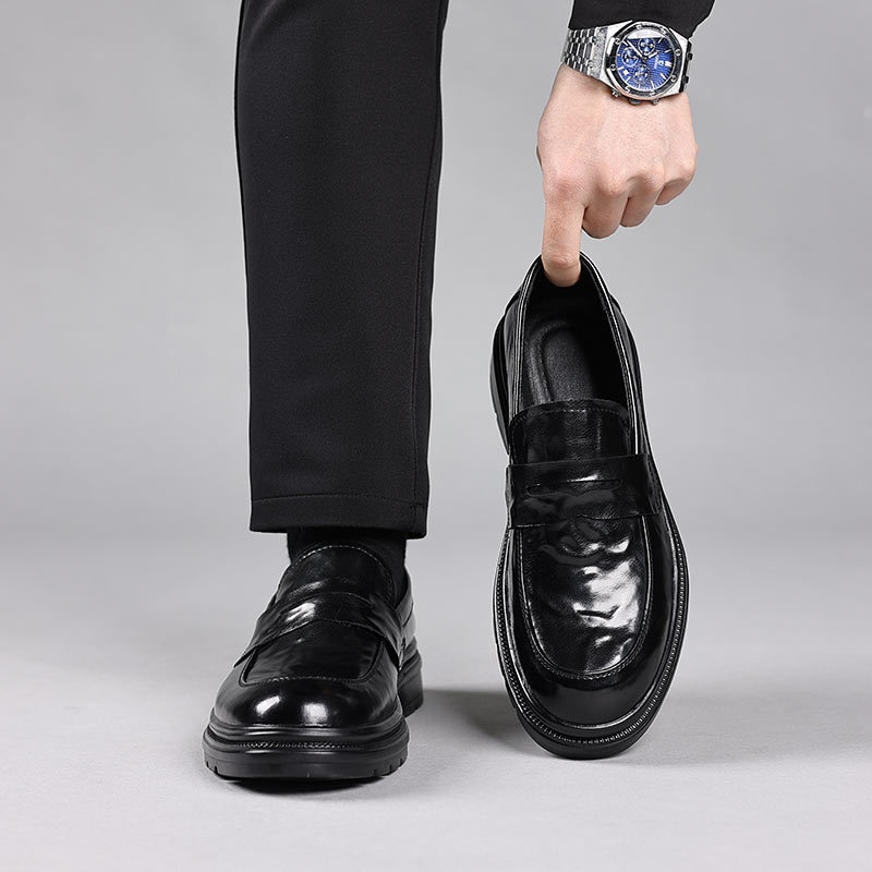 Glide Genuine Leather Men's Casual Soft Sole Shoes Wear-Resistant Versatile Trendy Comfortable Slip-On Loafers_voghion.com