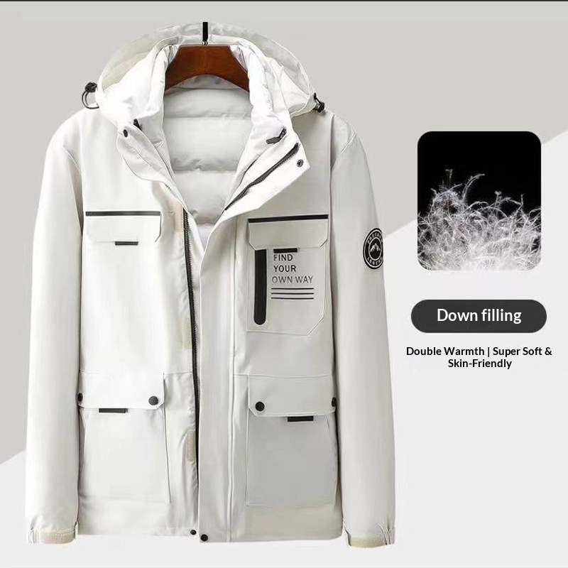 ActiveGo Men's With Down Liner, Women's Waterproof Hiking Jacket, 3-in-1 Softshell Jacket_voghion.com