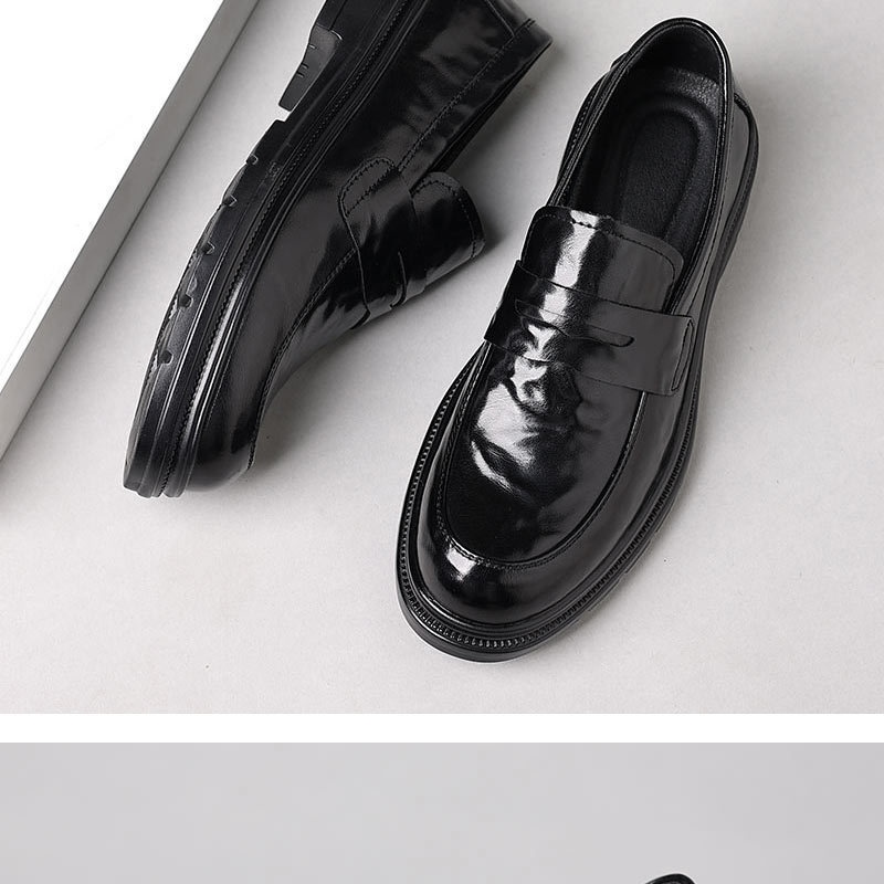 Glide Genuine Leather Men's Casual Soft Sole Shoes Wear-Resistant Versatile Trendy Comfortable Slip-On Loafers_voghion.com