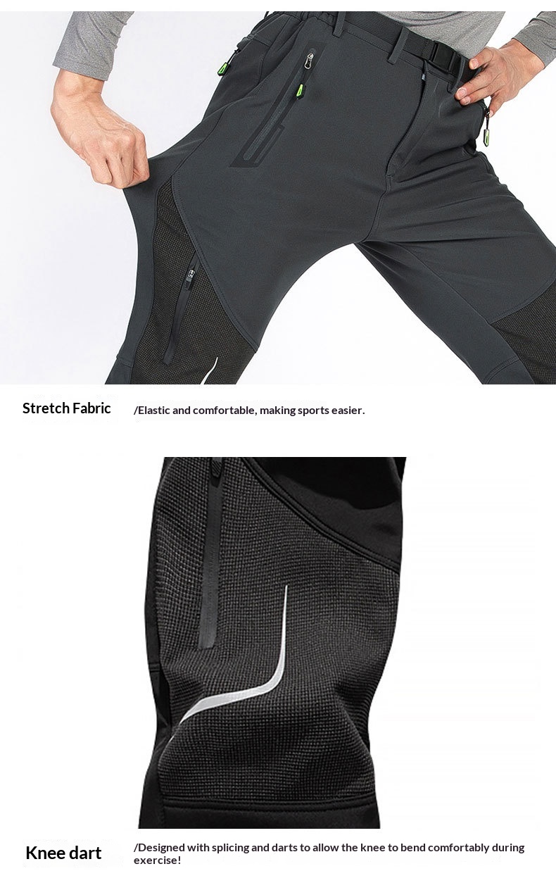 ActiveGo Plus Size Men's Outdoor Fleece Skiing Hiking Autumn Winter Thickened Warm Waterproof Wear-resistant Soft Shell Pants_voghion.com