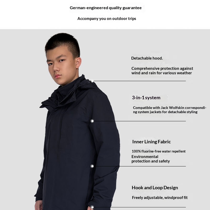 ActiveGo Langjia Same Style Autumn Winter Outdoor Jacket Three-in-One Men's Detachable Two-Piece Windproof Waterproof Coat_voghion.com
