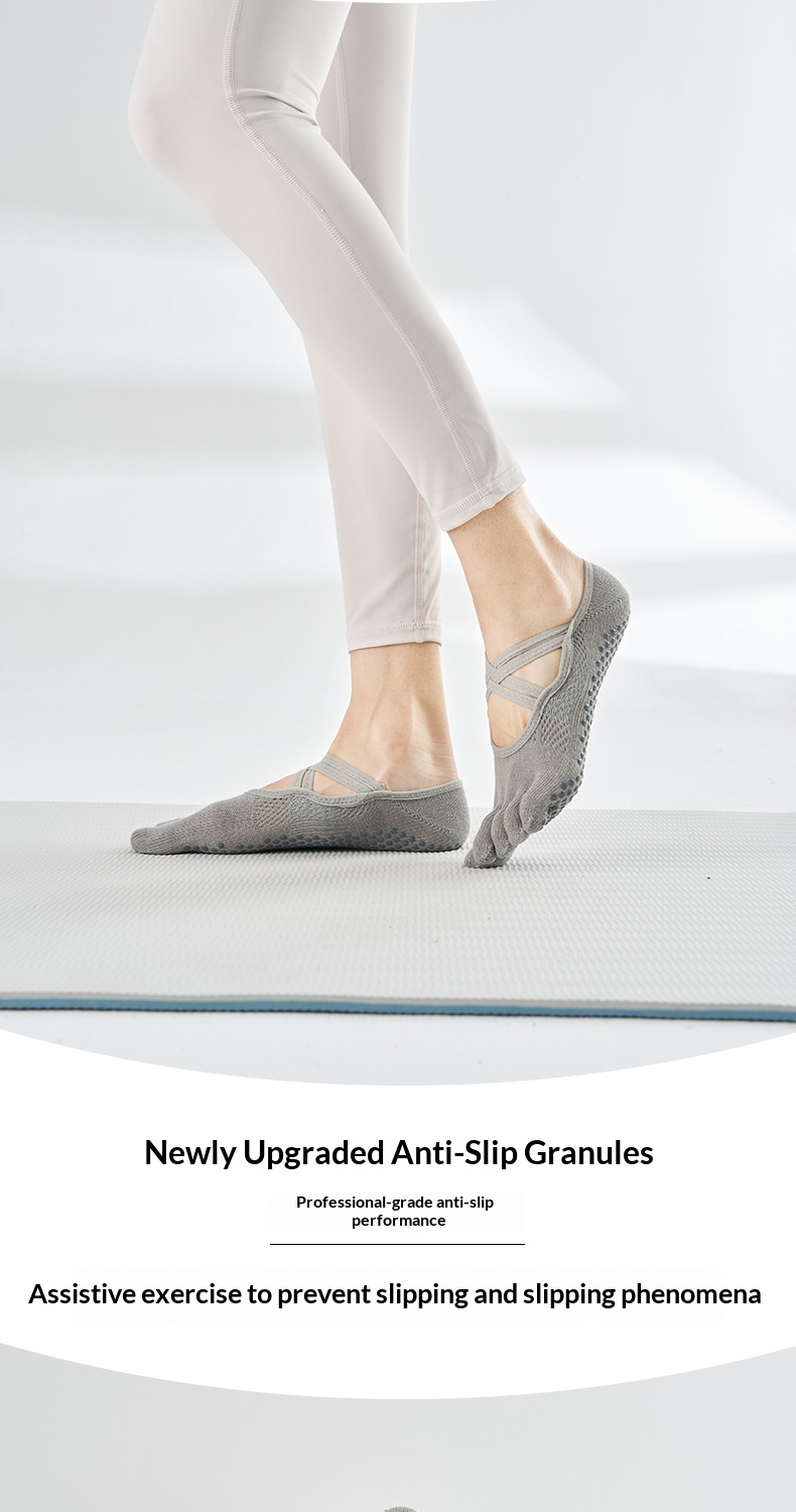 Surge Surge Five-Finger Yoga Socks Women, Non-Slip Pilates Socks, Toe-Separating, Open Back, Lace-Up, Pure Cotton, Sports, Wholesale_voghion.com