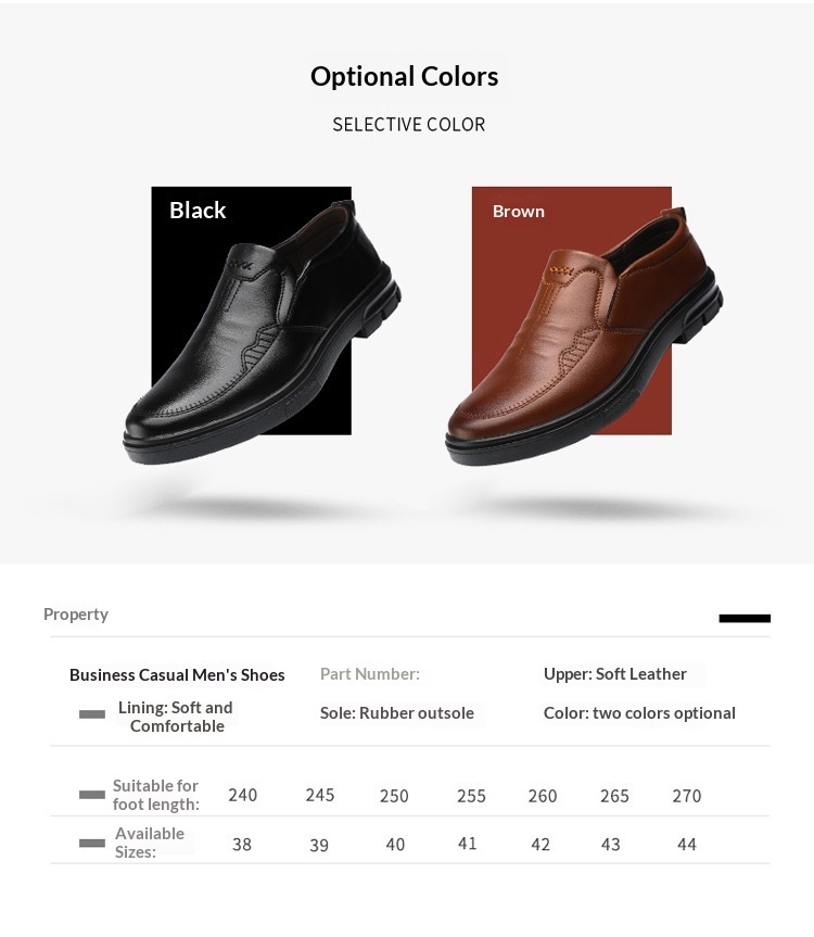 Glide Men's 2023 Autumn New Slip-On Casual Soft Sole Dad Flat Middle-Aged Leather Shoes_voghion.com